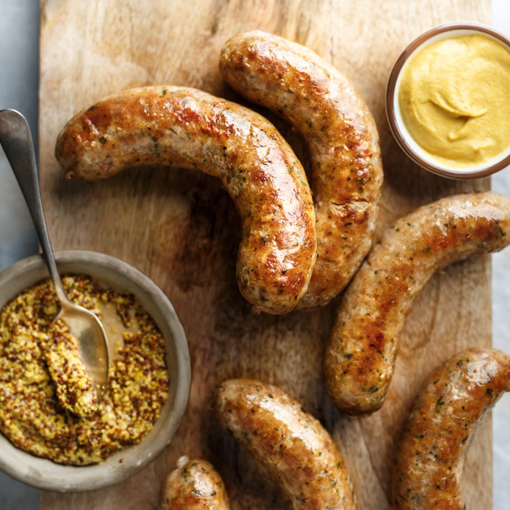 HOMEMADE SAUSAGES WITH TRADITIONAL EUROPEAN FLAVOR ONLY AVAILABLE AT